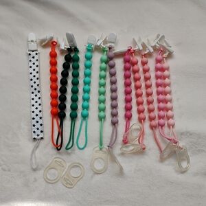 Lot Of 12 Pacifier Clips | Teething Bead Clips | Multiple Colors